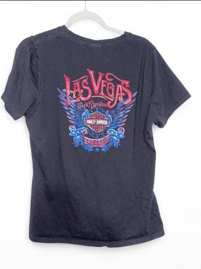 Harley-Davidson Black Las Vegas Tee with Red and Blue Graphic